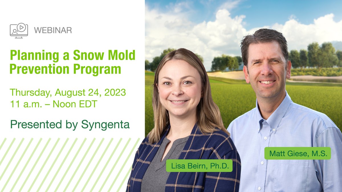 Want to UP your snow mold prevention game?

Don’t miss the <a href="/GCSAA/">GCSAA</a> webinar with <a href="/TurfgrassGiese/">Matt Giese</a> and Dr. Lisa Beirn on tips for a successful prevention program and how to incorporate #TuqueExoGEM fungicide.

📅 When: Aug. 24 
Register now: bit.ly/3qe8hGY

#Time4TuqueExoGEM