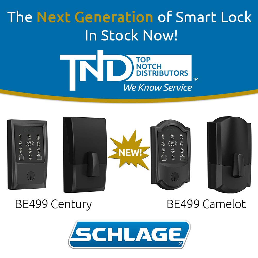 TopNotchDistInc's tweet image. The next generation of smart lock is here. Schlage Encode Plus smart wifi deadbolt is in stock, ready to ship today. Call 1-800-233-4210 to order or shop the BE499 now: ow.ly/xt4650PBSGO
#Schlage #EncodePlus #SmartHome #RemoteAccess #BuiltInWifi
