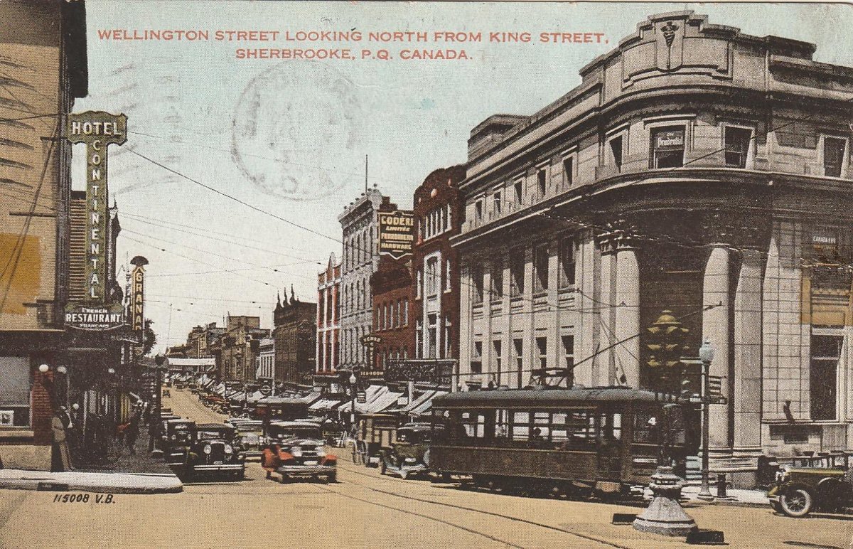 vsdlts's tweet photo. Carte postale du Tramway de #Sherbrooke. La carte est daté de 1933. La rue Wellington direction nord https://t.co/5ZzeTdl6Di