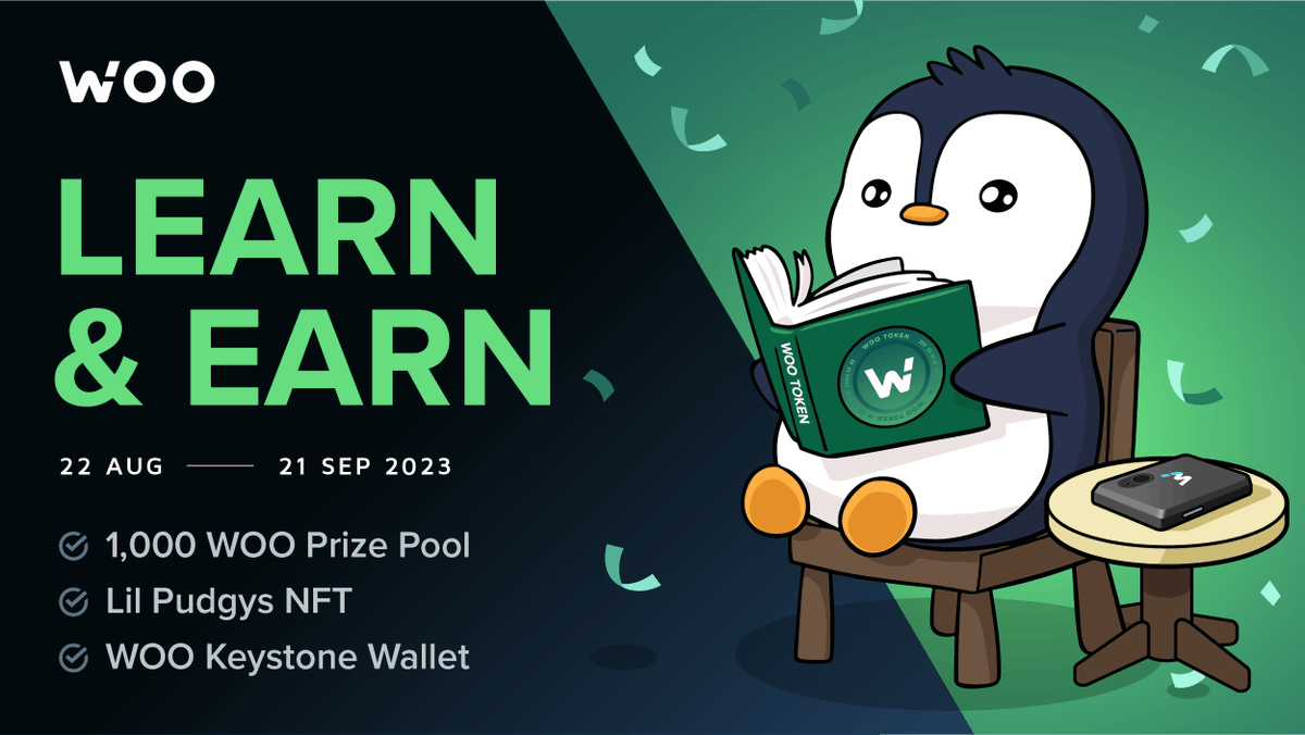 _WOO_X's tweet photo. Know your $WOO now?

🧑‍🎓 Test your knowledge in our 'Learn &amp; Earn' and win from a 1,000 $WOO prize pool, Lil Pudgys #NFT from @pudgypenguins, and WOO @KeystoneWallet! 

👉 Join now: https://t.co/PIoITEXY3l https://t.co/sMkajDNgQ5