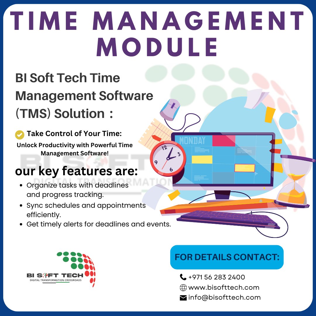 Bisoftservice's tweet photo. The unique feature of TMS is Vertical and Horizontal Matrix tasks organization for Managers.
Task Management System
Contact us now!
WhatsApp: +971 56 283 2400
Website: https://t.co/10zGAHB3cf
Email: info@bisofttech.com
#TMS #TMSDubai #TMSUAE #bestTMS #CloudTMS #CloudTMSDubai https://t.co/7J1aPvr9Ma