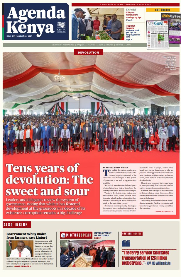 Kenyayearbook's tweet photo. #agendakenya #DevolutionConference2023 
Ten years of devolution in Kenya have come with mixed fortunes. Yes, there is great progress made in some counties while in others, corruption reigns supreme. Read the high and lows of devolution:https://t.co/PJjKna2MRs^EM https://t.co/9rDf3GyXel