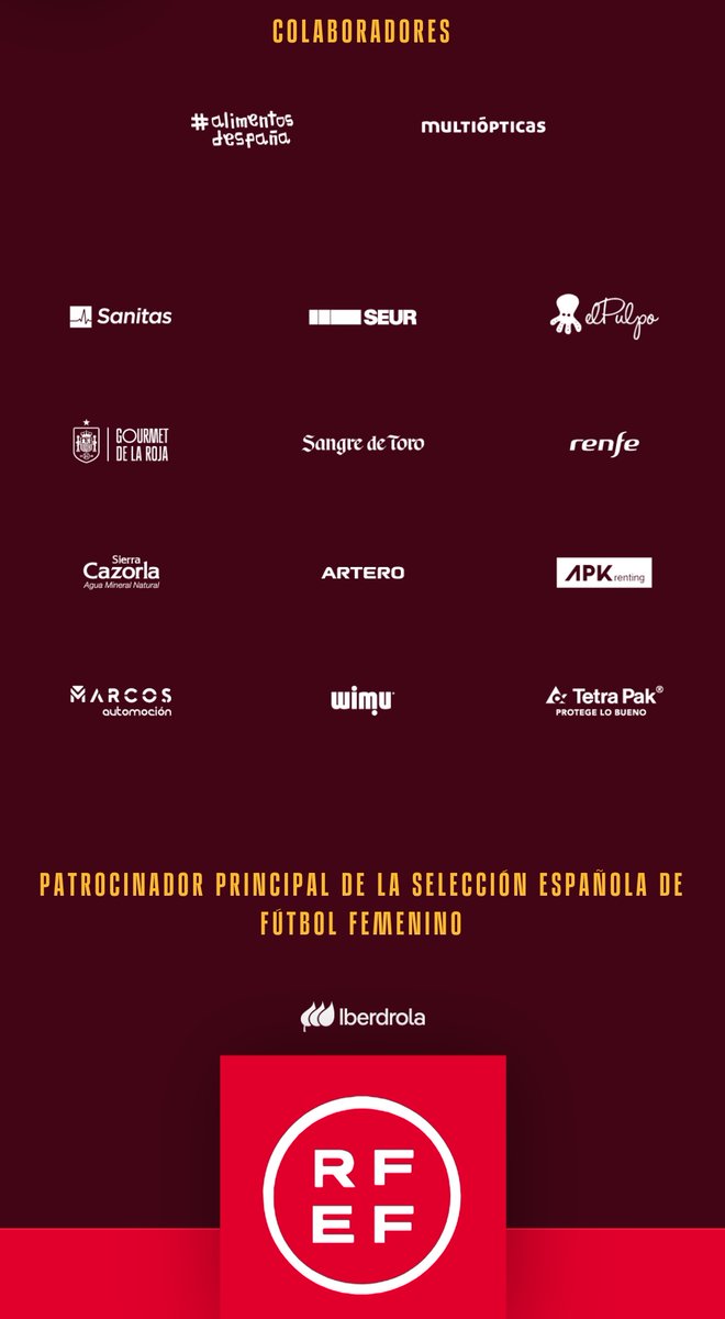 Pabloski09's tweet photo. Para que Rubiales dimita habrá que hacer fuerza por los patrocinadores... @factory @adidas_ES @Iberia @halconviajes @CervezaVictoria @alimentosdeesp1 @sanitas @SEUR #ElPulpo (muy apropiado para él). #sangredetoro @Renfe @gourmetdelaroja @aguacazorla #apkrenting @iberdrola #wimu https://t.co/wupQVaQ2BO
