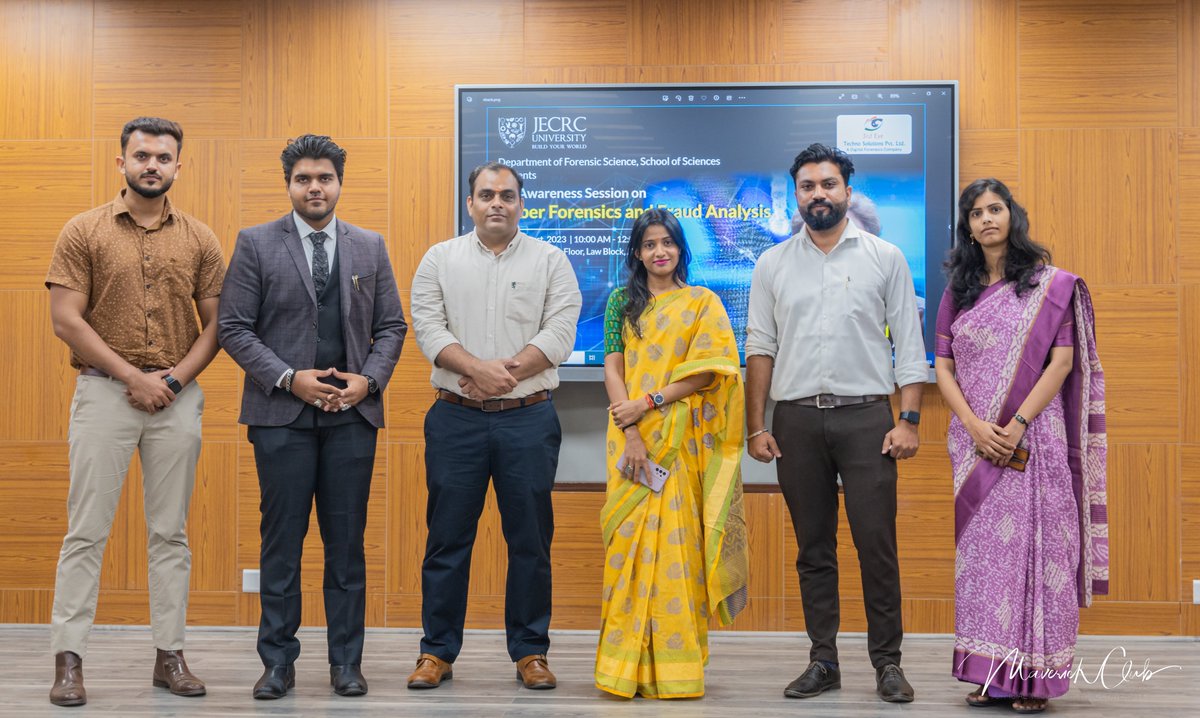 3ets_Forensics's tweet photo. Saquib Iqbal from @3ets_Forensics delivered an enlightening "Cyber Forensics &amp; Fraud Analysis" session at @jecrcuniversity forensic science students!

#DRIF #DigitalForensics #CyberForensicsAwareness #FraudAnalysisInsights #JECRCUniversity #ForensicScienceEducation #Team #3ETS https://t.co/VzPEf7cbpF
