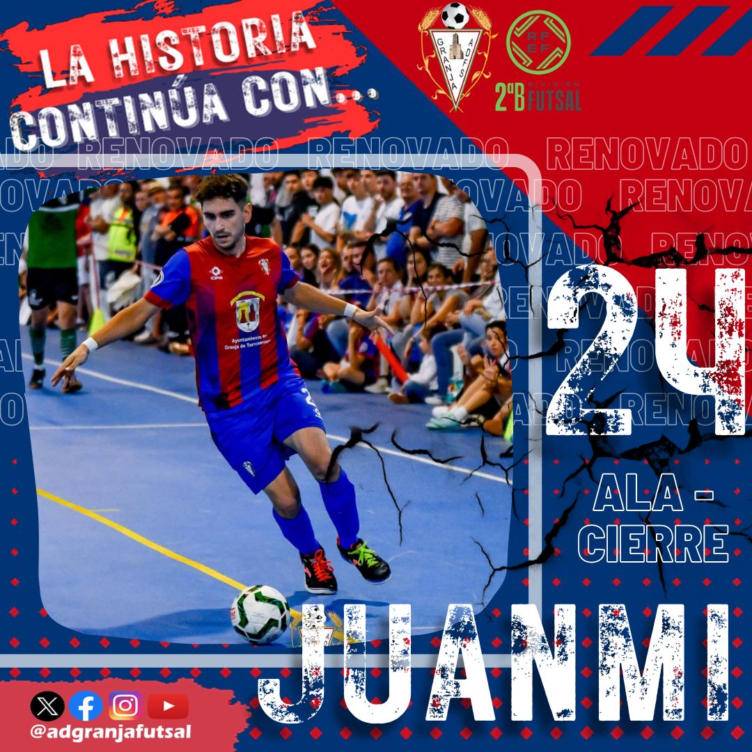 💥Renovación💥
👉JUANMI <a href="/Juanmivm8/">Juanmi Vera Molina</a> 
👉Ala-Cierre
👉 9ª Temporada
👉Nuestro mago seguirá agitando la varita en Segunda B.
Olvidada la lesión que le dejó fuera la primera parte de la liga pasada, ahora volverá a dar lo mejor en la nueva categoría.
#LaHistoriaContinúa #GranjaFutsal