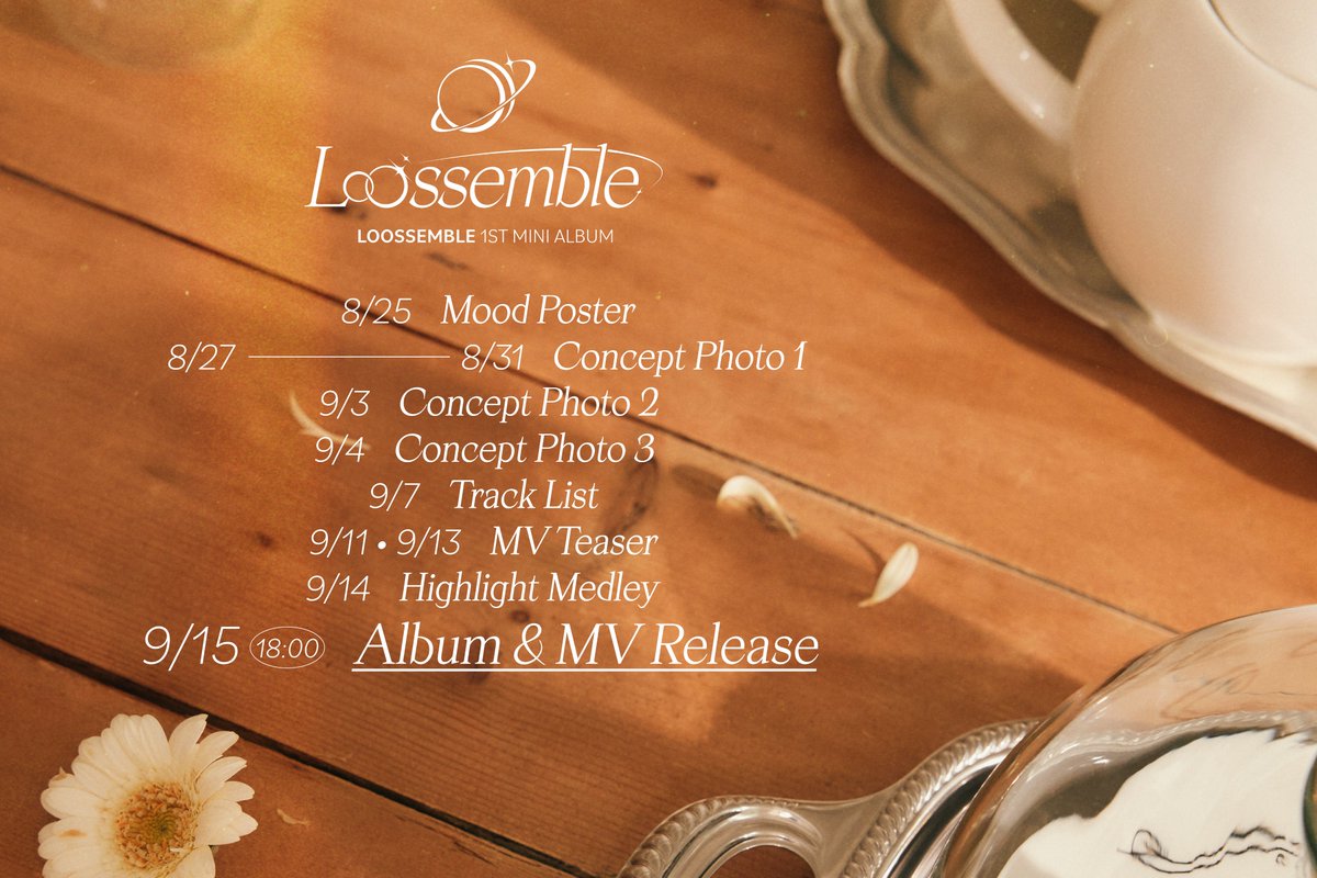 Loossemble (루셈블) 
1st Mini Album [Loossemble]

📡Promotion Time Table📡
 
2023.09.15 6PM (KST)

#루셈블 #Loossemble