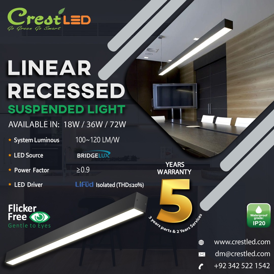 PakCrest's tweet image. Linear Recessed Suspended Light &amp;amp; Mini Spot Light

Visit our website for more information:crestled.com/c/linear-reces…

Contact Us: 03425221542
Email:sales@crestled.com

#LinearRecessedSuspendedLight #MiniSpotLight #UpDownWallLight #ArchitecturalCeilingDownlights
 #crestled #crestpak