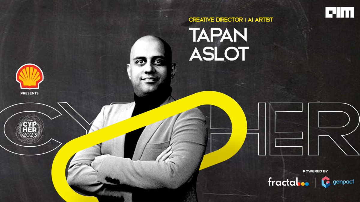 Get ready for an unmatched experience at Cypher - India's top AI Conference! 

Meet our speaker, <a href="/AslotTapan/">Tapan Aslot</a>, a renowned Creative Director and AI Artist. Tapan is a visionary AI Artist and Creative Director, blends AI with branding seamlessly.

Details- lnkd.in/d63jgNkn