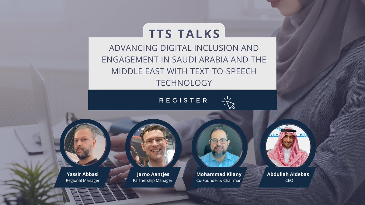 ReadSpeaker's tweet photo. ๐๏ธ Join our Next #TTSTalk: Advancing Digital Inclusion and Engagement in Saudi Arabia and the Middle East! With industry leaders from @sharedtech_ksa and @MindRocketsinc
๐
5/9/2023
๐ 11:00 am CEST
๐https://t.co/skNqcbAoDW https://t.co/SHPhNCpaiJ