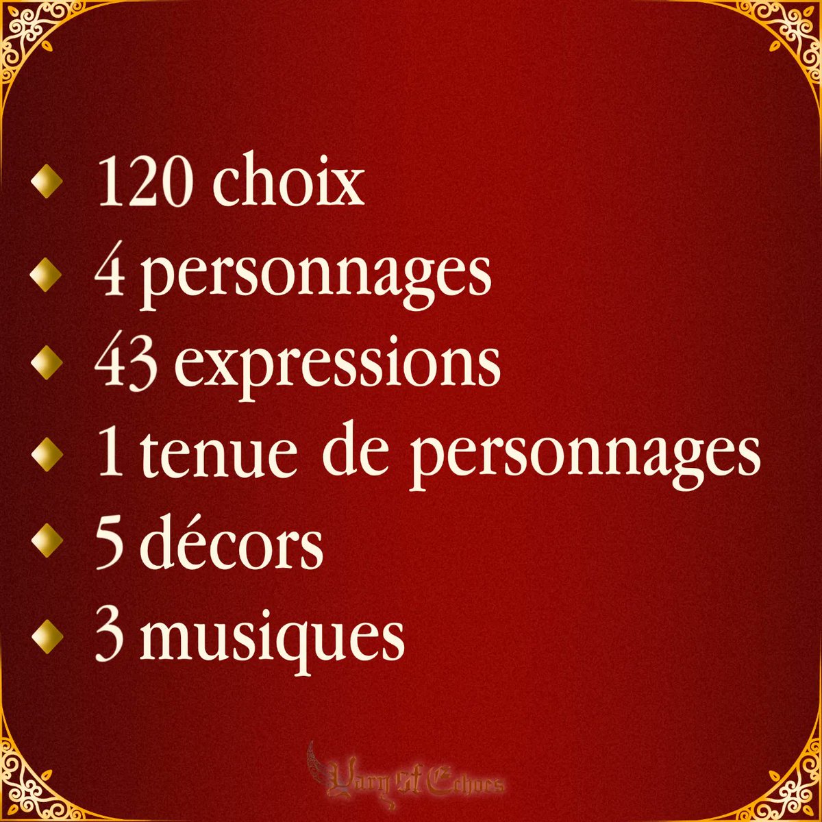 Yarnofechoes's tweet photo. Un tour d'horizon des éléments présents dans le chapitre 1 de Merethyl 🧝🏻‍♀️

#YOE #yoemerethyl #otome #visualnovel #romangraphique #blgames #glgames #interactivestorygames #interactivestory #elf #fantasyuniverse #choicesgame #statistics https://t.co/NHLBMvQarH
