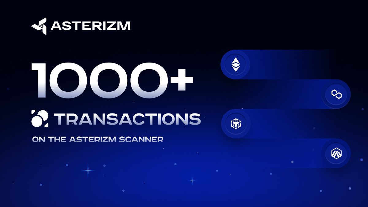 🎉 Milestone Achieved! 🚀 Asterizm has crossed the 1000 cross-chain transactions mark! 🌐🔗 Our journey towards seamless #interoperability is making significant strides.
Explore our website asterizm.io and dive into the details in our white paper