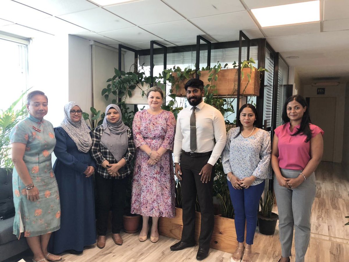 Bc_Maldives's tweet photo. We met with Ms. Catherine Haswell, the UN Resident Coordinator, to talk about the importance of supporting women who work from home, the challenges that women in rural communities and vulnerable groups face, and strategies for empowering them in the workplace. @UNMaldives https://t.co/pnx89vxrXY