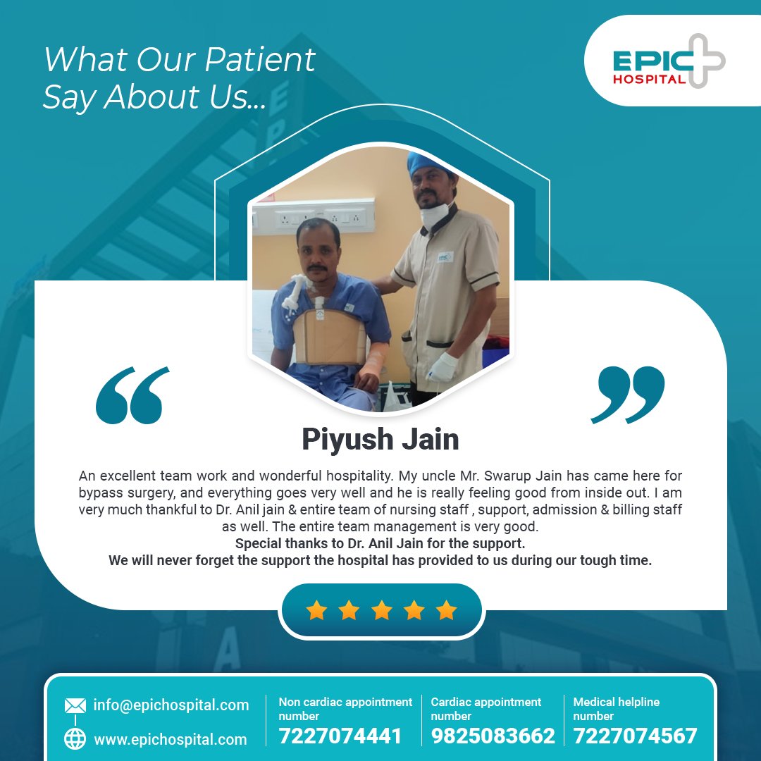 🌟 See what our happy patients say about us! 🤩✨

👨‍⚕️💙 Share your own experience with Epic Hospital in the comments below and let's continue to make a positive difference together! 

#PatientTestimonial #GratefulPatients #EpicHospital