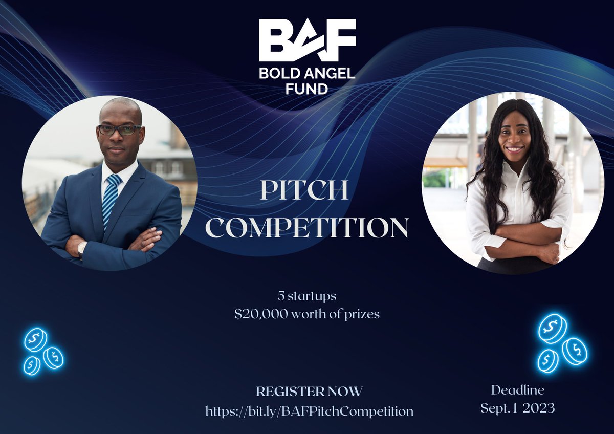 BoldFund's tweet photo. Join our pitch competition for a chance to win funding and support for your startup!

What we are looking for: 
1. Use case in more than one market. 
2. Proof of concept.
3. MVP
4. No more than $50,000 in external funding. https://t.co/Y5qmbtmgzO