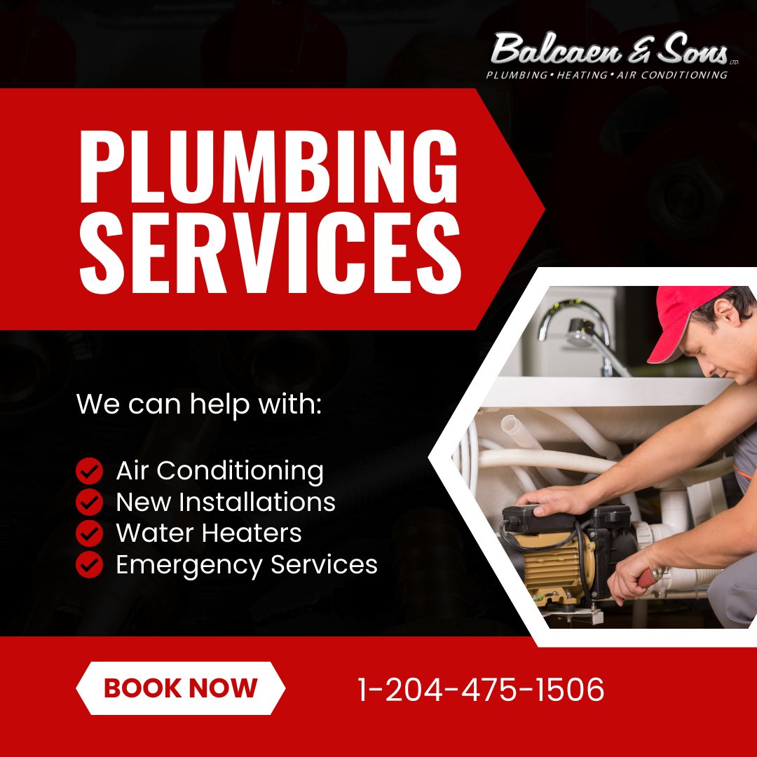 Have you been putting off a plumbing repair? Don't wait any longer - contact Balcaen and Sons for fast and efficient service. Call 204-475-1506 today! #balcaenandsons #winnipeg #plumbing #heating #cooling #doneright #draincleaning #waterheaters #indoorairquality