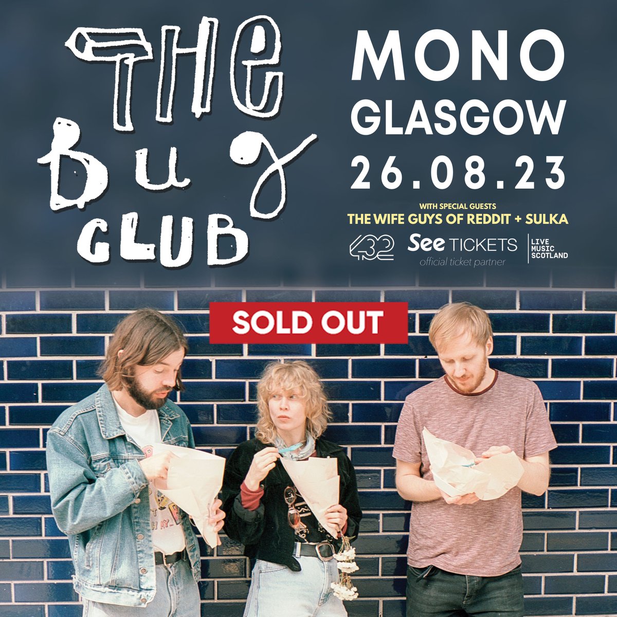 Oyoy people our @Monoglasgow gig has now SOLD OUT get ya glaz rags on and get yaself a lovely cheesey pizza of the veeg kind and dance it all off while listening to us yet again try and impress the masses. It's no kumbaya but it'll do xxxxxx