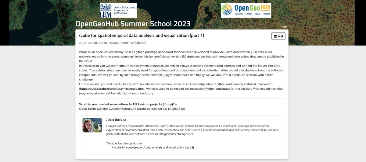 BrockmannCon's tweet image. 🟦🟩 We are counting the days until @opengeohub
Summer School in Poznan! On August 30 we will explore the possibilities of #xcube together and have some hands-on experience to get you started to create your own solutions with #EO and geospatial data.  pretalx.earthmonitor.org/opengeohub-sum…