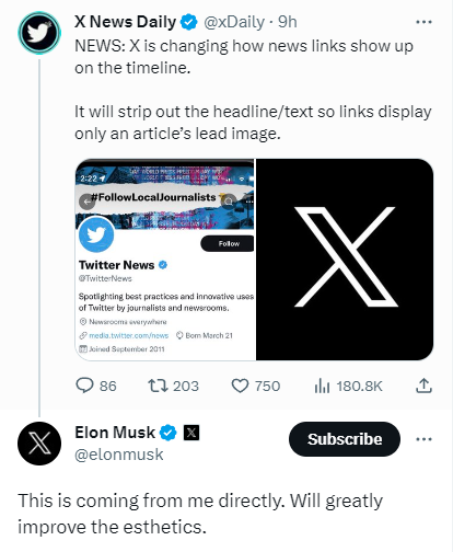 JuleBrecht's tweet photo. Dumbass @elonmusk thinks news links should be expressed in memes. https://t.co/3H0SYD2qwd