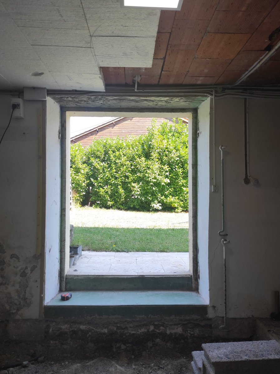 Today's tedious update on the ground floor remodelling project: the ugliest door (if you could even call it a door) in the house is GONE