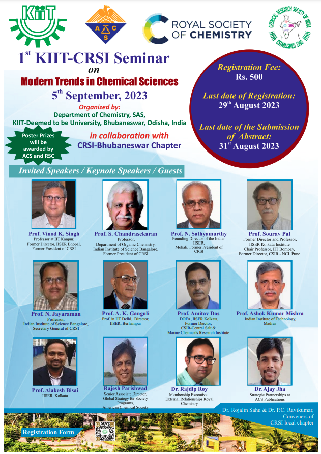 KIIT in association with CRSI Local Chapter (Bhubaneswar) is organizing a one-day seminar on Teachers Day. Eminent Professors will be delivering a talk at this one-day event. There is opportunity for students to present posters, register soon and Spread the Word, RT appreciated!