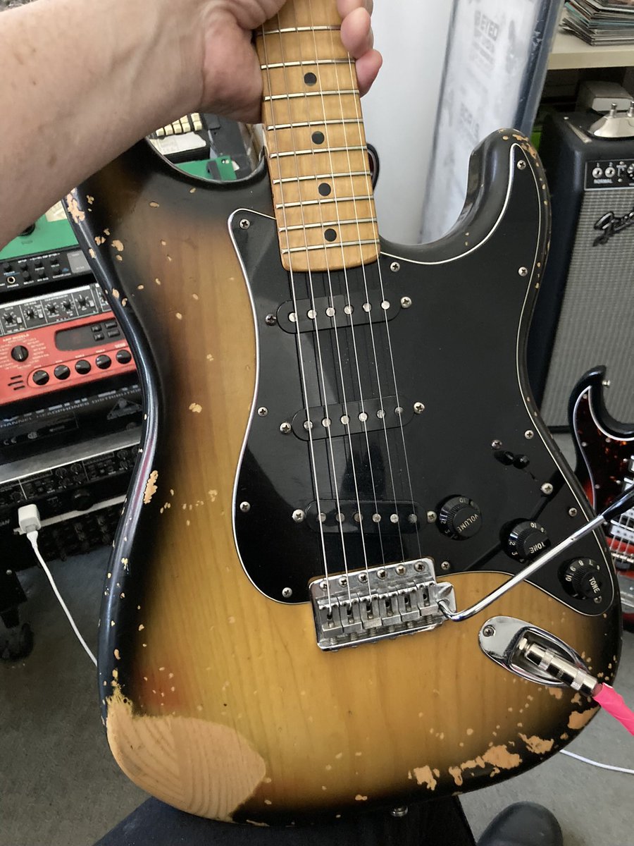 patirwinmusic's tweet photo. This Thursday night at Sunny's Bar, the PI Power Trio will unleash Atomic Bongos in public for the first time. This is the guitar I played on the record. #pipowertrio with Sasha Dobson on drums and vocals and Daria Grace on bass and vocals. https://t.co/HQfinIgKkG