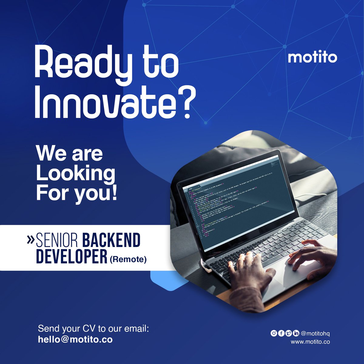 If you live and breathe backend development, we've got an opportunity that's perfect for you. 

Join us at Motito and let's reshape the fintech landscape together.

If interested kindly send your CV to hello@motito.co 

#WeAreHiring #BackendDeveloper #Motito