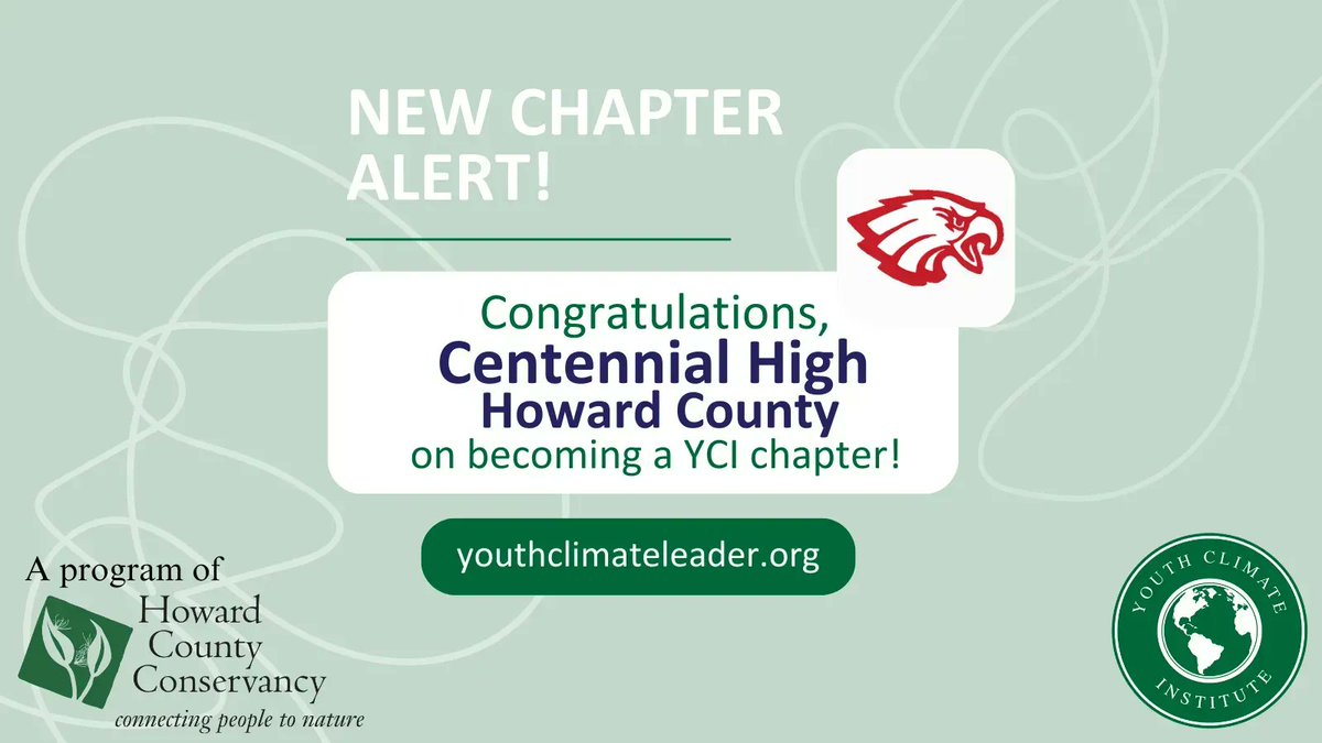 Welcome to @YClimateLeader, @hcpss_chs! We're excited to have another @HCPSS chapter on board. Interested in starting a #ClimateAction chapter at your school? Register for our 8/24 virtual interest meeting at buff.ly/3SY3sKf

#Maryland #YouthClimateInstitute #Climate