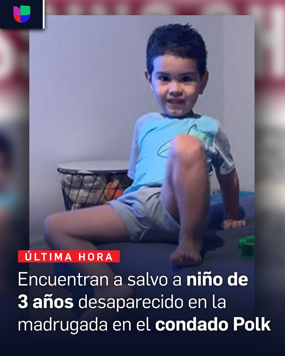 Alerta por Thomas Owen Santos: "La Oficina del Alguacil del condado de Polk se complace en anunciar que el niño desaparecido de 3 años ha sido encontrado a salvo", informaron. 👉 uni.vi/MQ1J104RRbe