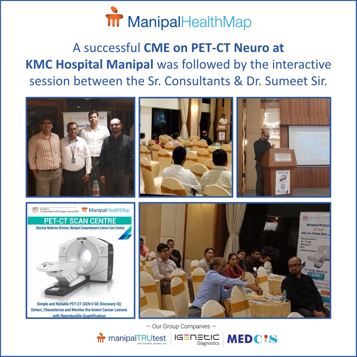 manipalTRUtest's tweet photo. A successful CME on #PETCT #Neuro at #KMCHospital, #Manipal was followed by an insightful interactive session b/w the Senior Consultants & Dr. Sumeet, under the guidance of Dr. Sandeep Ballal, #ChiefRadiologist, #ManipalHealthMap
#ManipalTRUtest #petct #petctscan #radiology https://t.co/TjO7kAy6FY