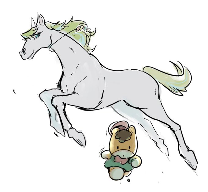 頭おかしいので馬の雉くんとぐんまちゃんを描きました 