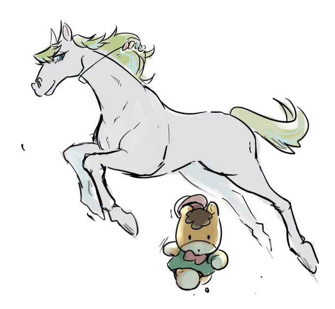 頭おかしいので馬の雉くんとぐんまちゃんを描きました 
