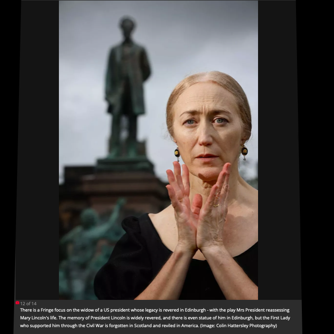 JRansomPhillips's tweet photo. Some more great press coverage from Mrs President!

This fantastic photo by @colinhattersleyphoto appeared in The Daily Record's online roundup of the best pictures of this year'@edfringe. 
Thank you!

Tix - https://t.co/eMheao9hbU

#edfringe2023 #mrspresident #herstory #theatre https://t.co/gJ3a39smWc