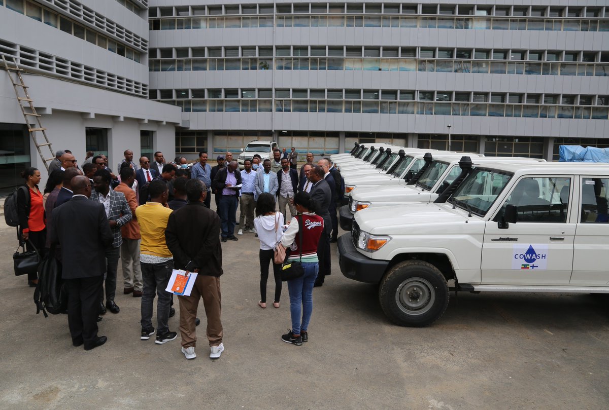 COWASHIV's tweet photo. Today all seven #COWASH IV regions met for a Joint National/Regional Steering Committee meeting in Addis Ababa 🇪🇹2015 reports were approved and new project vehicles from @Ulkoministerio were handed over by @FinlandinETH 🇫🇮 Read more from here: https://t.co/qHL7T0TsuW https://t.co/lmmSkZr5OM