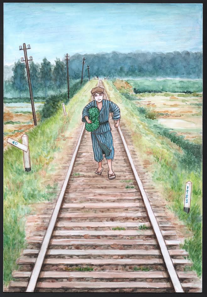 #寺山修司 没後40年記念展 「田園に死す」
#ビリケンギャラリー

記憶の鉄道を走る絵の裏へは鉄板を貼り、9つの記憶のパーツにはそれぞれ磁石を埋め込みました。
好きなように貼ったりはがしたりして過去を捏造して遊べます。
パーツには仏壇や雛壇も入れたかったけど、大きすぎるんで諦めました。 