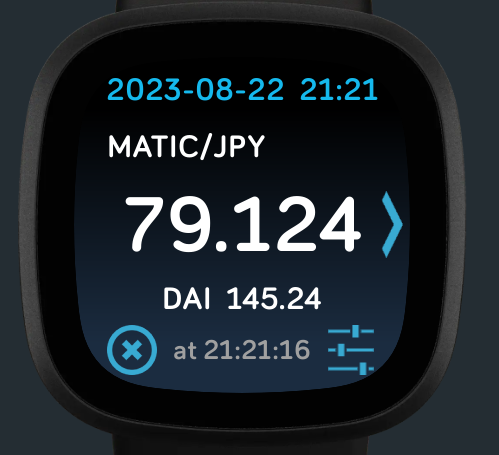 NOVY_NN's tweet photo. Fitbit Versa3/Senseで動作する仮想通貨（暗号資産）のレートを表示するアプリ「CryptoChecker」更新しました。
https://t.co/zYtUzyMVeX
DOT,FLR,FNCT,CHZ,LINK,DAI,MKR,MATICに対応しました。
OMGは対象外としました。
FLRのレートはコインチェックさんが公開してくれれば表示されるはずです。 https://t.co/gaFJtznAY7