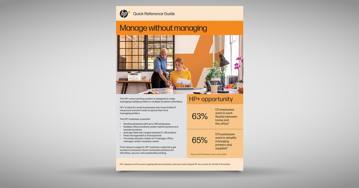 JonathansCompNJ's tweet image. Managing printers in multiple locations doesn't have to be complicated with HP+. This solution brief shows the HP+ cloud-connected printing with a Smart Admin dashboard that empowers customers to monitor usage and control settings from anywhere.
bit.ly/3KLgjxU