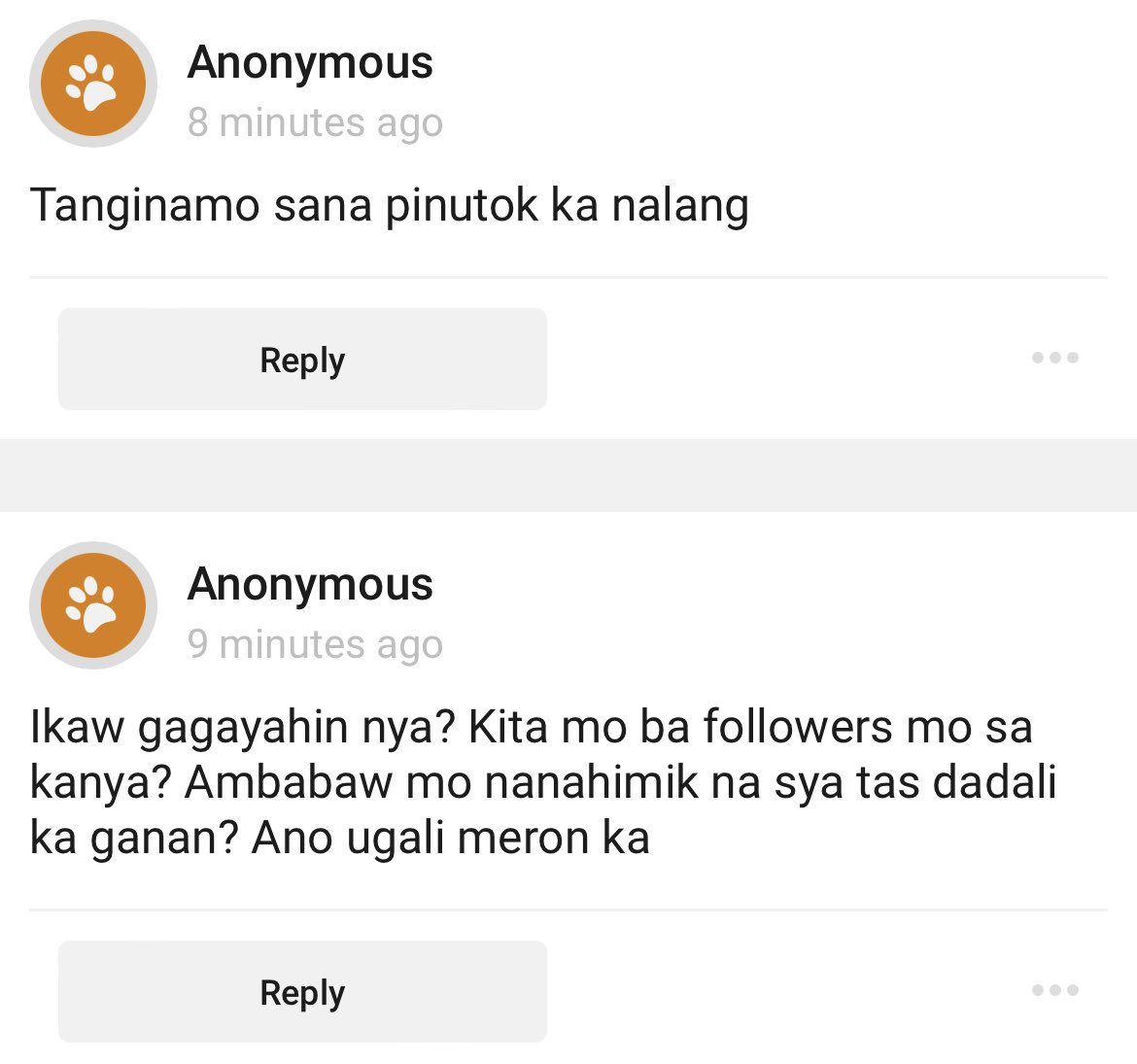 i don’t accept these type of behaviors just to defend people when they don’t know everything. reflect on yourselves.