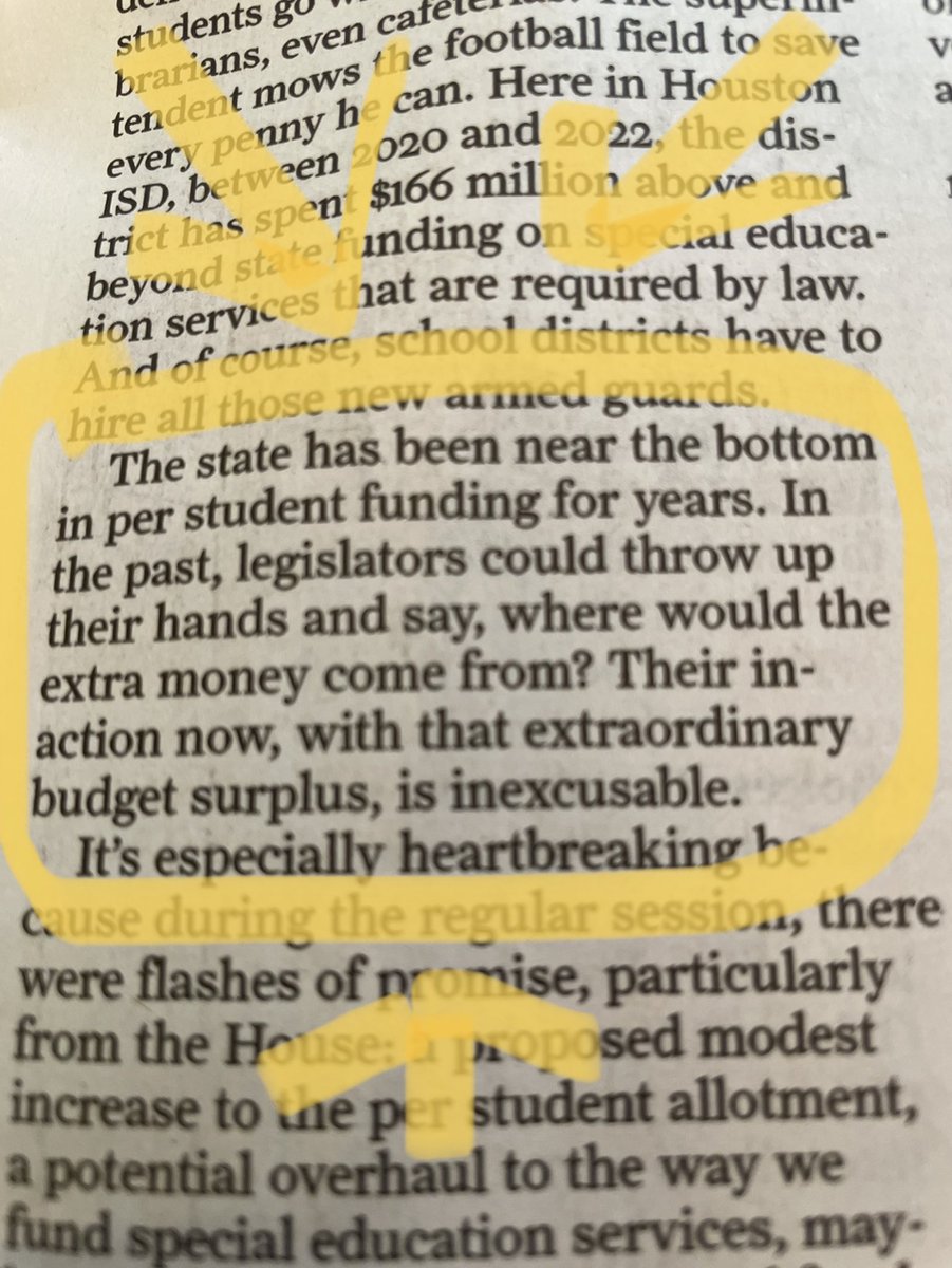 mmcaesar's tweet photo. Chron gets it right in today’s editorial: Texas has cash: why are our schools starving? #fullyfundsbisd https://t.co/TJ3BHxRmyp