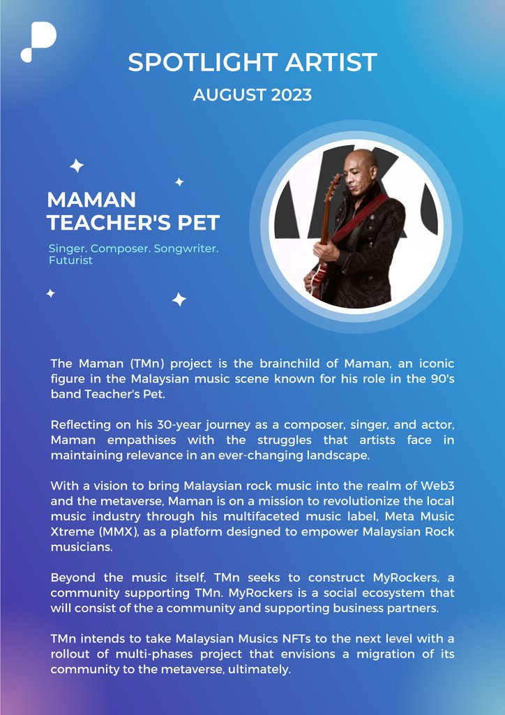 pentas_io's tweet photo. For August's spotlight artist, we're featuring @OfficialMamanx!

Reflecting on his 30-year journey as a composer, singer, and actor, Maman empathises with the struggles that artists face in maintaining relevance in an ever-changing landscape.

#NFTs #Pentas https://t.co/iXlzB1Hn6r