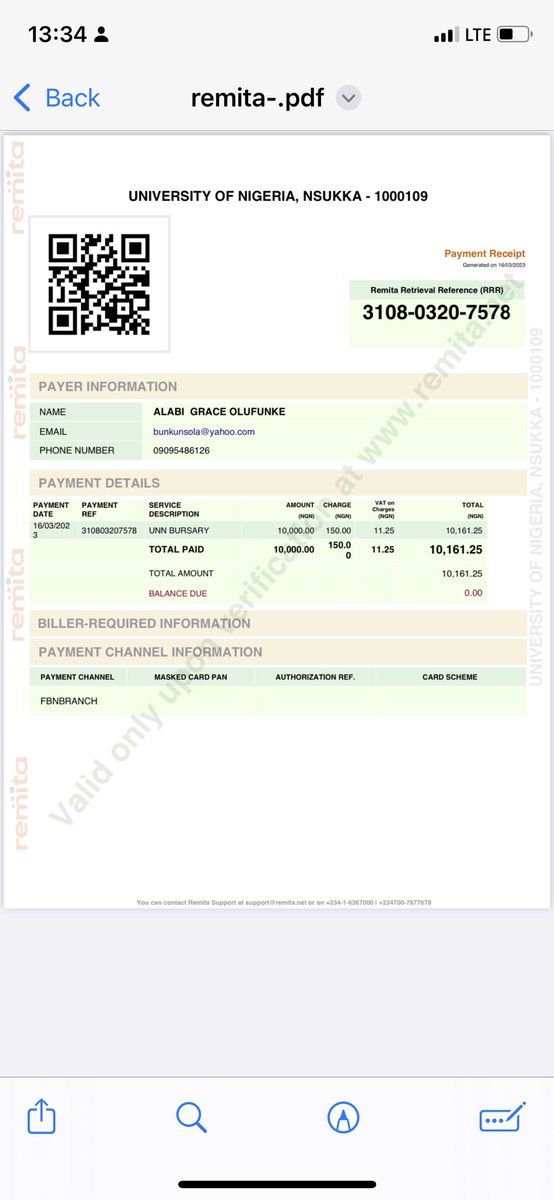 vwarhe26's tweet photo. @RemitaNET @FirstBankngr @RemitaNET @cenbank . Here’s the receipt for the successful transaction which clearly prove that the successful transaction was carried in the bank and not through a Mastercard. @FirstBankngr pls I need a refund of my money. https://t.co/AqT81P4d4P