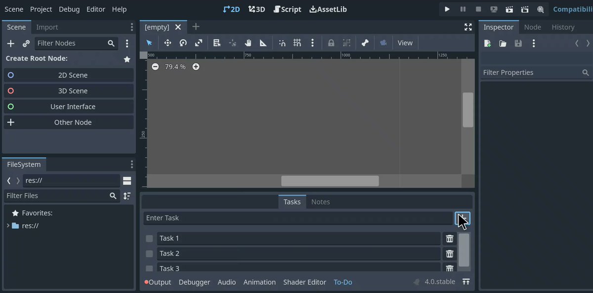 GodotXC's tweet image. &quot;GD To-Do&quot; is a FREE addon for #godotengine that lets you manage tasks right in the editor.  Create tasks, check them, remove old ones, and add notes.  Compatible with 3.5 and 4.x. #godotassets

godotxc.com/asset/gd-to-do/