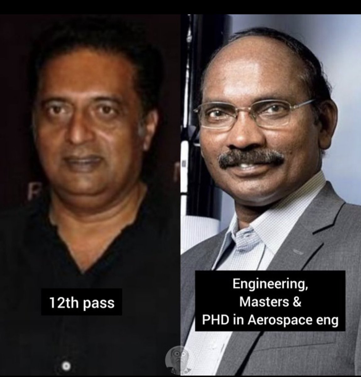 The highly educated and accomplished Dr.Sivan THANKED the Scientists and Engineers involved in Chandrayaan-3. 

This minimally educated Prakash Raj who won’t even be able to play the role of Dr.Sivan on screen, or correctly deliver a single line from Dr.Sivan’s vast research