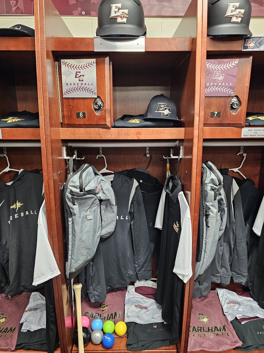 EarlhamBaseball's tweet photo. Lockers are good to go! #PlayerReady https://t.co/x4BTzrO9cI