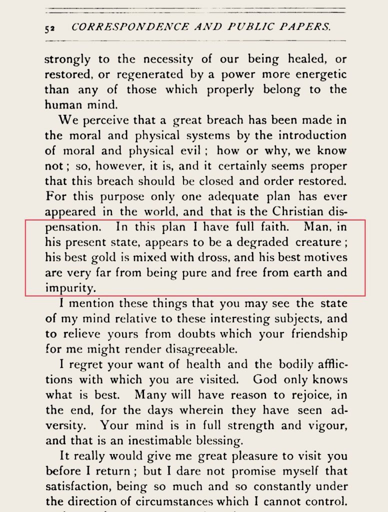Daniel Dreisbach (@d3bach) on Twitter photo “Man, in his present state, appears to be a degraded creature; his best gold is mixed with dross, and his best motives are very far from being pure and free from earth and impurity.” John Jay to Lindley Murray, 22 August 1794, reflecting on the human condition. <a href="/John_Jay_Papers/">John Jay Talking</a> “Man, in his present state, appears to be a degraded creature; his best gold is mixed with dross, and his best motives are very far from being pure and free from earth and impurity.” John Jay to Lindley Murray, 22 August 1794, reflecting on the human condition. <a href="/John_Jay_Papers/">John Jay Talking</a>
