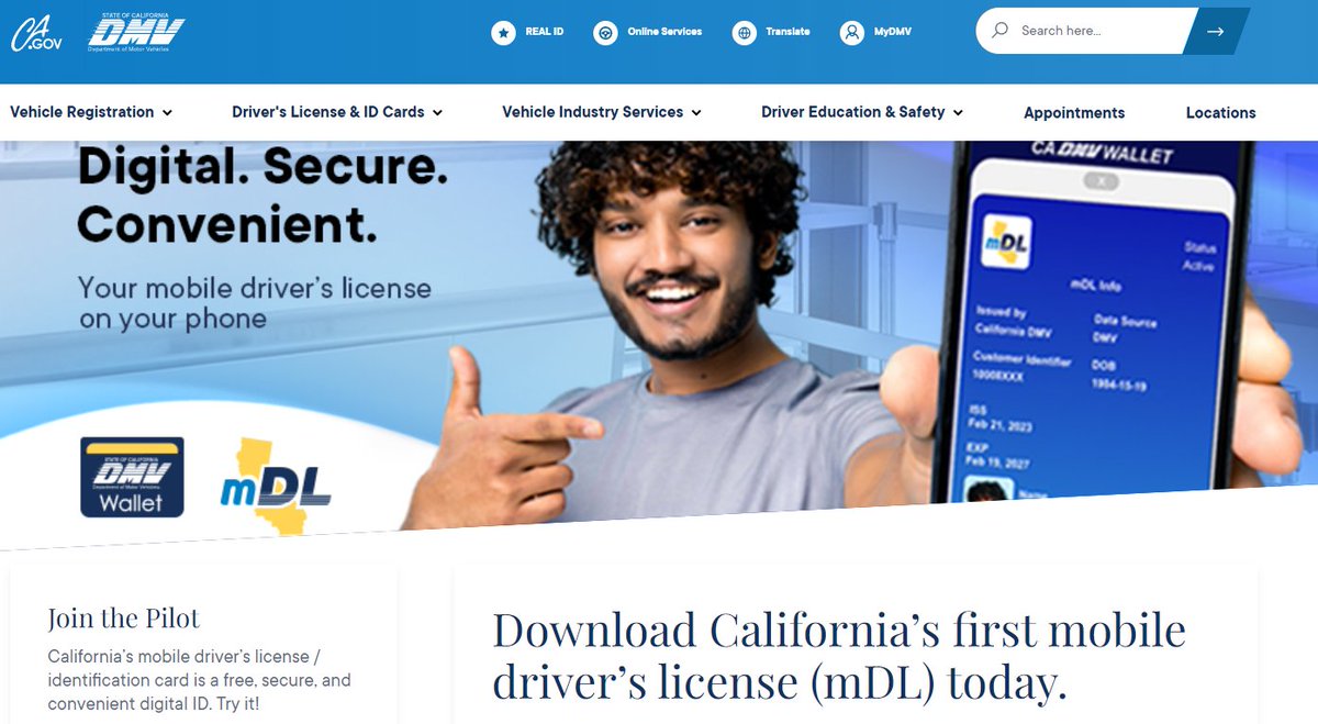 JasonBassler1's tweet photo. It has begun. California has started its digital ID pilot program for a digital driver's license called "mDL" which requires a companion 'DMV Wallet app.' 

This is it. This is the trojan horse. 
Reject these and keep driving anyway. https://t.co/yXNJRt1m7K