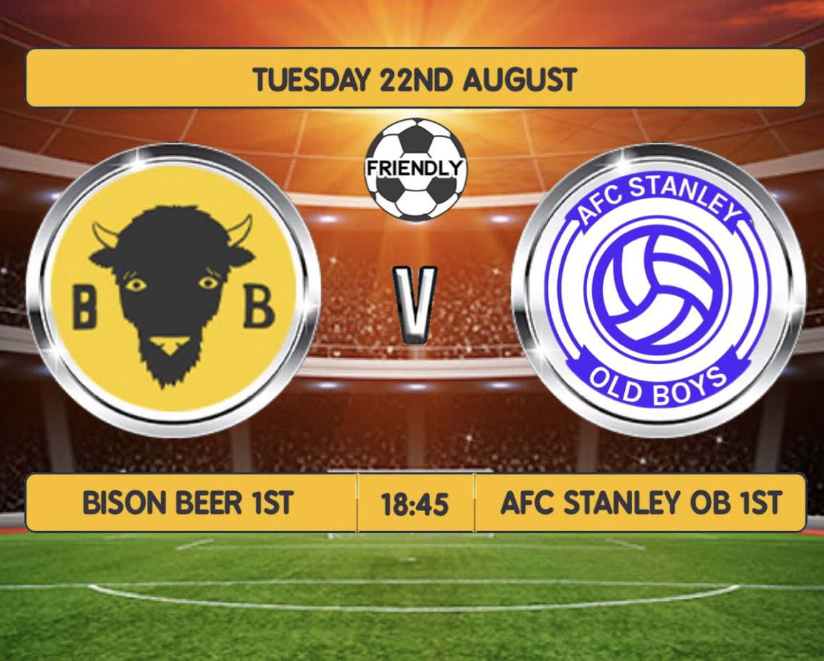 AFC Stanley Old Boys (@afc_stanley) on Twitter photo Friendly tonight away against <a href="/bisonbeer/">Bison Beer</a> at 6:45pm
Hoping to build on the last games good performance Friendly tonight away against <a href="/bisonbeer/">Bison Beer</a> at 6:45pm
Hoping to build on the last games good performance