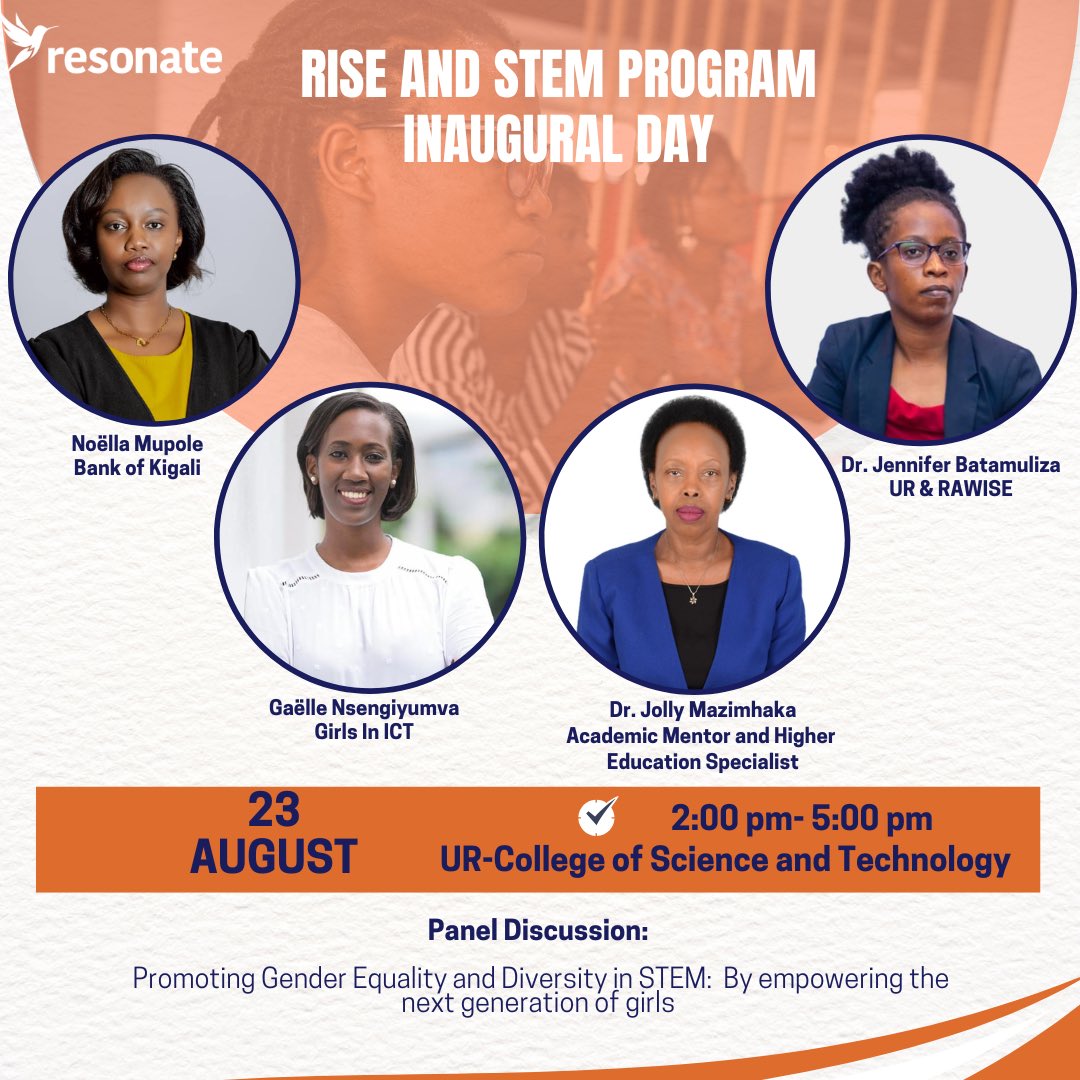 We are excited to announce the inaugural day of our Rise & STEM program tomorrow! Through this program, 400 girls will be trained by Resonate in partnership with @urcst, to help them gain the confidence and resilience they need to thrive and succeed in STEM. #womeninSTEM