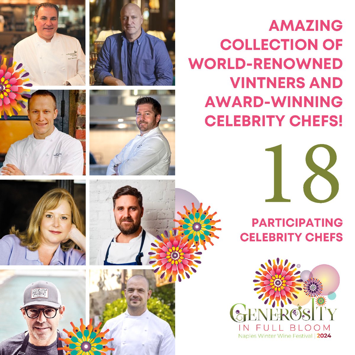 We are beyond excited to unveil the collection of world-renowned #vintners &amp; award-winning celebrity #chefs who will be participating in the 24th Naples Winter Wine Festival, themed "Generosity in Full Bloom,” at The Ritz-Carlton Naples, Tiburón. shorturl.at/dgjvV