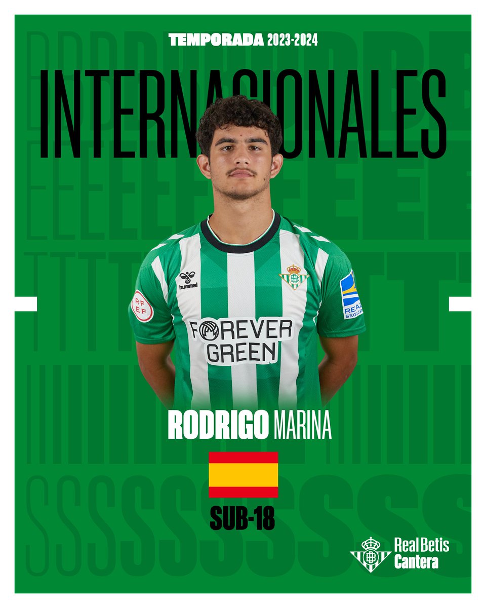 📋🌍 INTERNACIONALES | Rodrigo Marina, convocado por la @SEFutbol sub-18 🇪🇸⚽ ¡𝗘𝗻𝗵𝗼𝗿𝗮𝗯𝘂𝗲𝗻𝗮! 😁💚 ➡️ realbetisbalompie.es/noticias/cante… #CanteraBetis