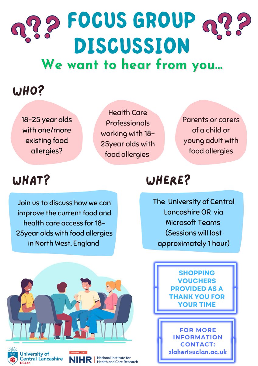 We are still looking to recruit! Can you help with our research?
Get in touch if you meet the criteria!

#foodallergy #youngadults #transition #research #healthinequalities #foodandhealthcareaccess
@arc_nwc @ELHT_NHS @LivHospitals @Mersey_Care  @UCLanResearch @NatashasLegacy